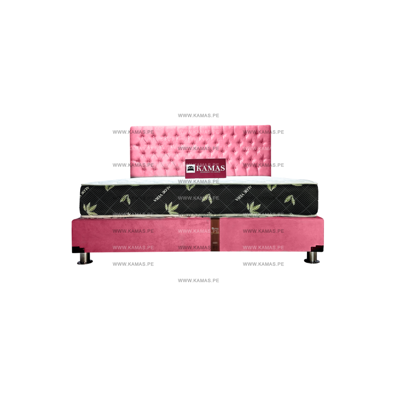 DORMITORIO AMERICANO KING + COLCHON KAMAS SARKI + CABECERA AEREA CAPITONEADO - ROSA DORMITORIO AMERICANO KING + COLCHON KAMAS SARKI + CABECERA AEREA CAPITONEADO - ROSA