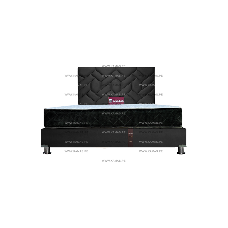 DORMITORIO AMERICANO KING + COLCHON KAMAS SARKI + CABECERA AEREA PISAC - NEGRO DORMITORIO AMERICANO KING + COLCHON KAMAS SARKI + CABECERA AEREA PISAC - NEGRO
