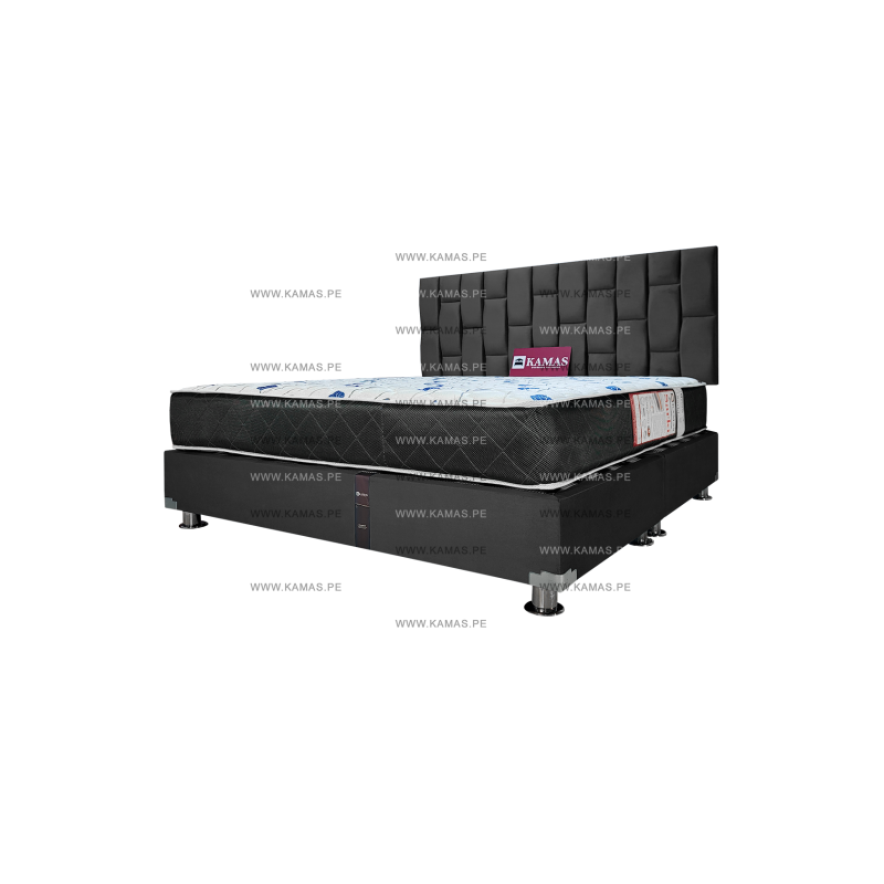 DORMITORIO AMERICANO KING + COLCHON KAMAS SARKI + CABECERA AEREA ENCADENADA - PLOMO OSCURO DORMITORIO AMERICANO KING + COLCHON KAMAS SARKI + CABECERA AEREA ENCADENADA - PLOMO OSCURO