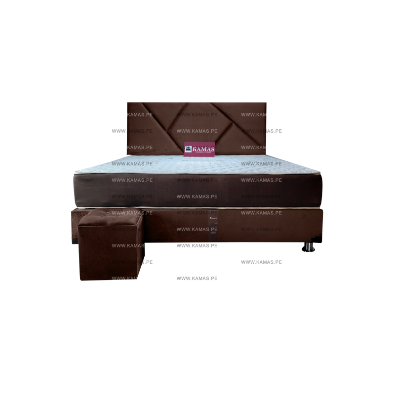 DORMITORIO AMERICANO KING + COLCHON KAMAS SARKI + CABECERA AEREA LINEAL 2 + 1 PUFF - CHOCOLATE DORMITORIO AMERICANO KING + COLCHON KAMAS SARKI + CABECERA AEREA LINEAL 2 + 1 PUFF - CHOCOLATE