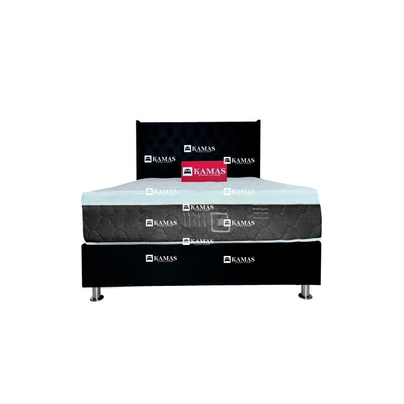 DORMITORIO AMERICANO 2 PLZ + COLCHON KAMAS SAFYNNTE + CABECERA PEDESTAL EMPERATRIZ - NEGRO
